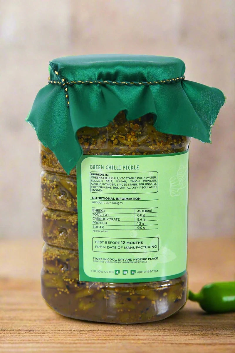 Homemade Premium Green Chilli Pickle Buy 1 Get 1 Free