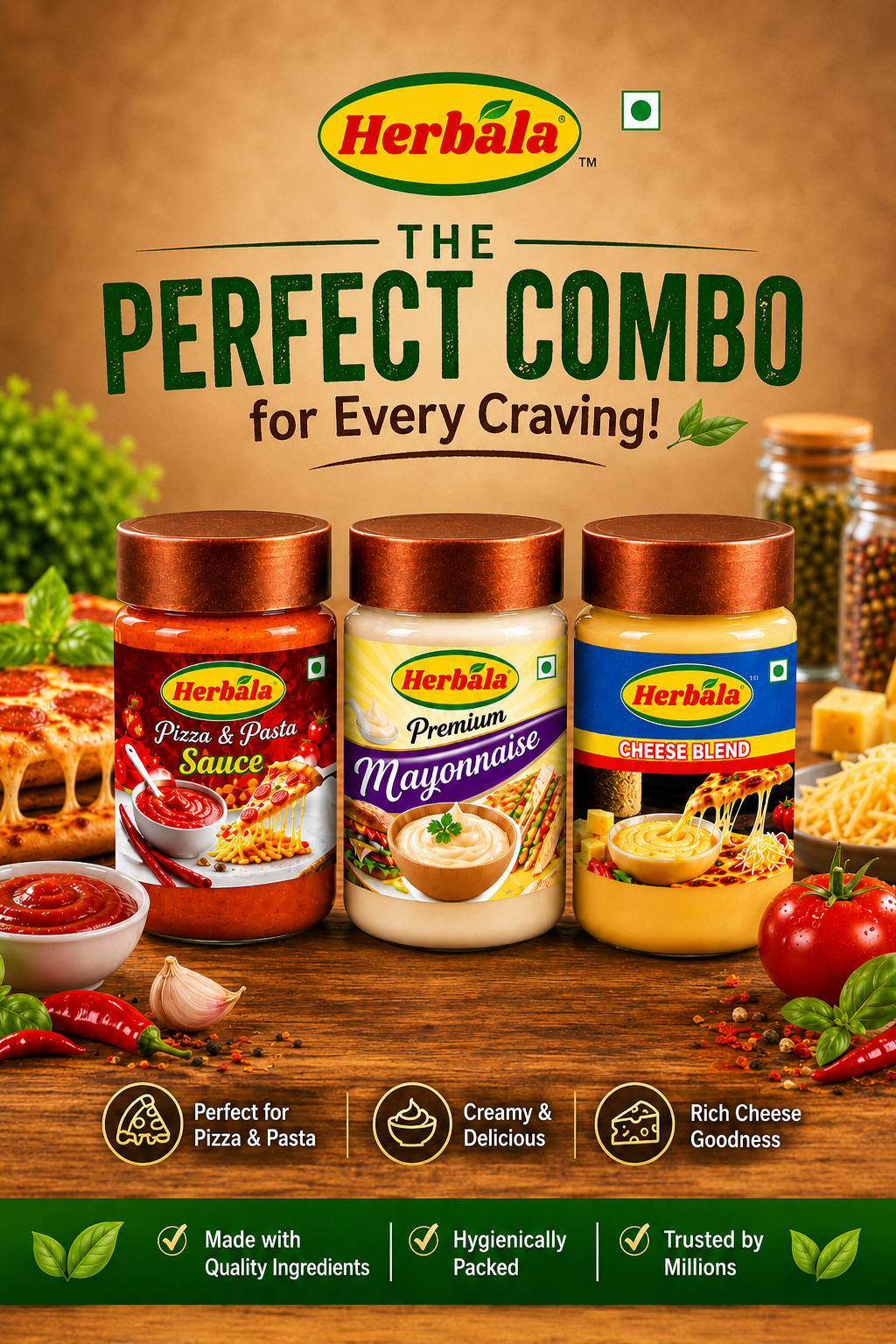 Combo Of Pizza Pasta Sauce, Cheese Blend And Premium Mayonniase 270gm each